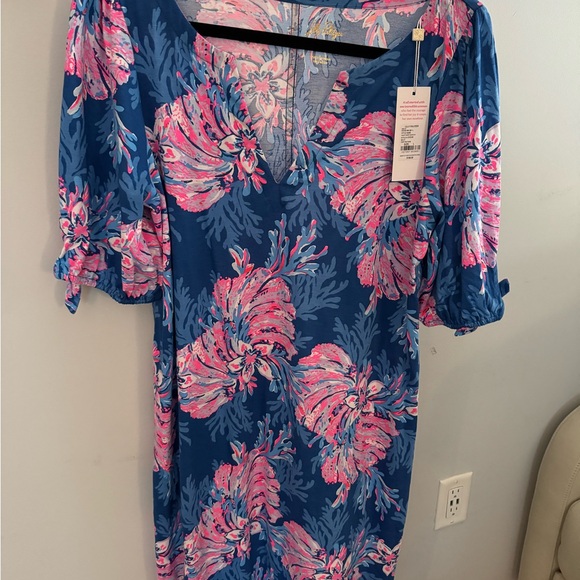 Lilly Pulitzer Easley Cotton Short Sleeve Dress in For The Fans - Size Large NWT - Picture 6 of 6